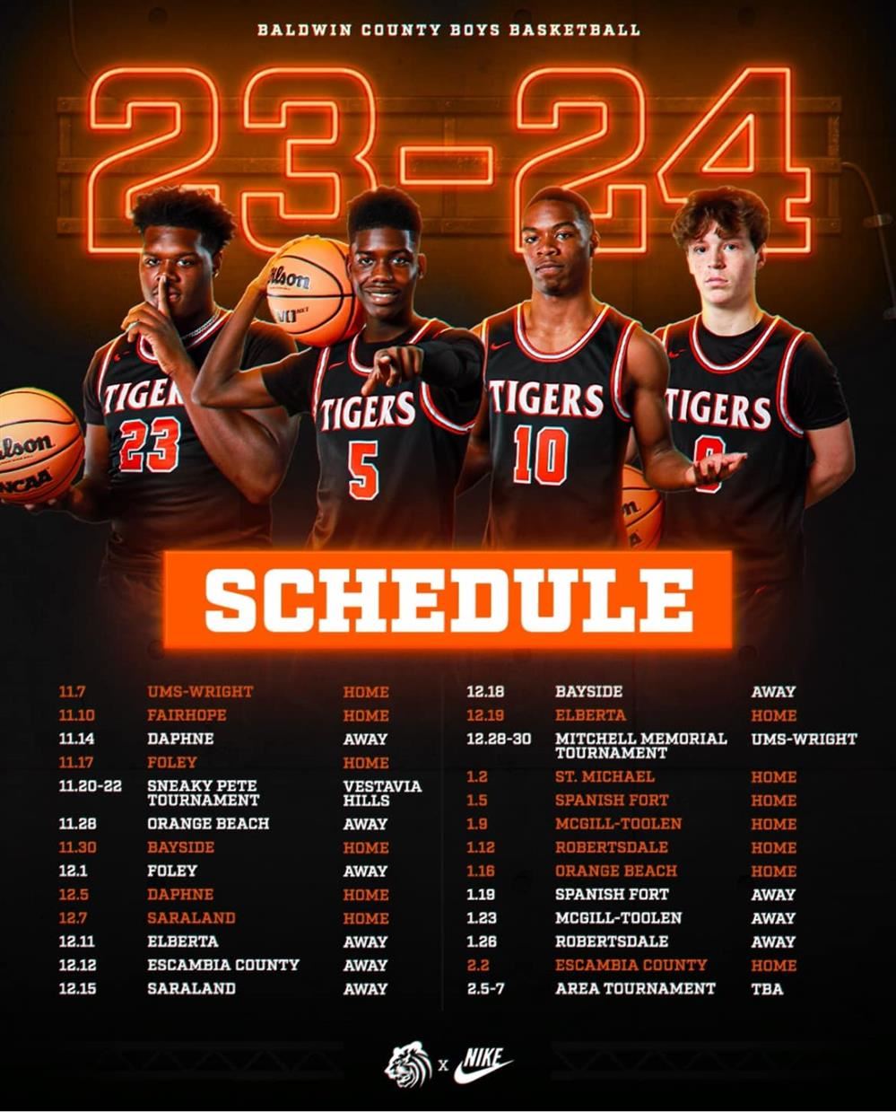 23.24 BCHS Basketball Schedule
